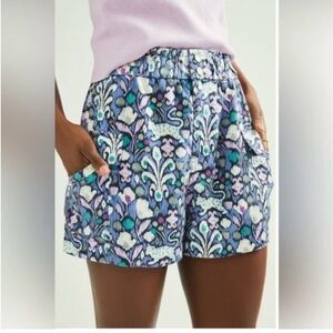 Anthropologie Blue Floral High Waist Shorts